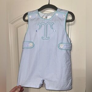 Blue and White Striped Baby JonJon romper